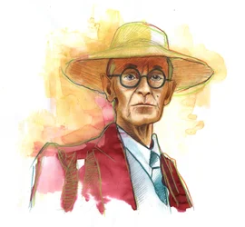 Hermann Hesse (1877-1962), tysk romanforfatter, poet og essayist, deretter sveitsisk - Illustrasjon av Alessandro Lonati