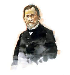 Portrett av Louis Pasteur (1822-1895) vitenskapsmann francais (Portrett av Louis Pasteur, fransk kjemiker og mikrobiolog kjent for sine oppdagelser av prinsippene for vaksinasjon, mikrobiell gjæring og pasteurisering) Illustrasjon av Alessandro Lonat