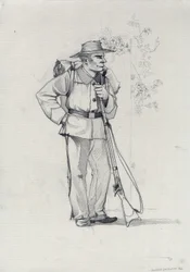 Second Empire (1852-1870): Italiensk forening (Risorgimento), frivillig fra den garibaldianske hæren kjent som "rød skjorte"-kjemper for saken til Giuseppe Garibaldi (1807-1882) i Italia