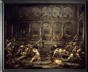 Ankomst av galleriene til fengselet i Genova Maleri av Alessandro Magnasco (1667-1749) 1700-talls søn. 1,16x1,42 m Bordeaux, Museum of Fine Arts.