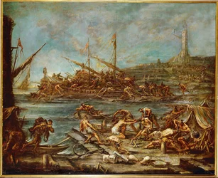 Innskipning av galeislavene i Genova havn (maleri på lerret)