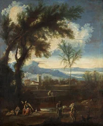 Landskap med figurer, ca. 1710-40 (olje på lerret)