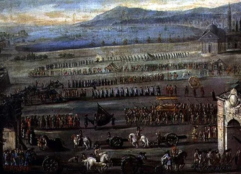 Begravelsesprosesjonen for dogen F. Morosini (olje på lerret)