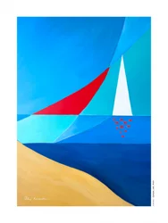 Geometriske seilbåter på stranden