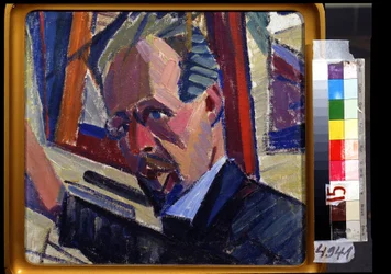 Selvportrett. Maleri av Alexander Konstantinovich Bogomazov (1880-1930). Olje på lerret, 30,5 x 33 cm
