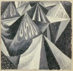 Cubo-futuristisk komposisjon i grått og hvitt, 1916
