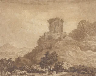 Landskap med et ødelagt tempel, ca. 1756 (grafitt og vask på papir)