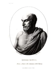 Demokrit (ca. 460-c.370 f.Kr.), gravert fra en byste i Vatikanmuseet