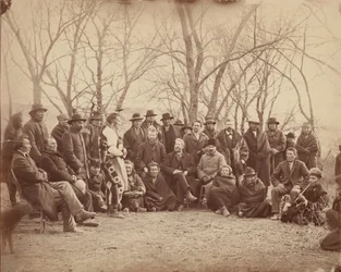 Indianere med regjeringsagenter, tidlig på 1860-tallet.