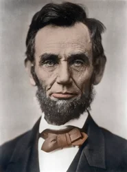 Portrett av Abraham Lincoln (1809-1865), USAs 16. president. Fotografi