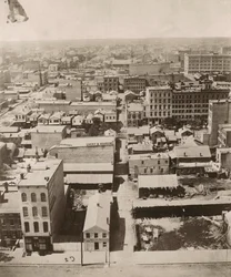 Utsikt vestover fra kuppelen til tinghuset i Chicago, 1858