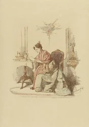 Kvinne leser et brev ved et bord