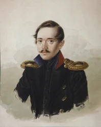 Portrett av poeten Mikhail Lermontov 1814-1841, 1839