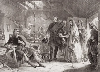 Det første møtet mellom prins Charles og Flora Macdonald på øya South Uist, 1747, fra "Illustrasjoner av engelsk og skotsk historie" bind II