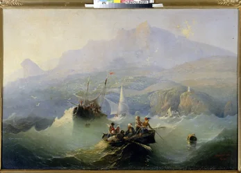 Smuglerne (Smuglerne). Maleri av Alexander Matveyevich Dorogov (1819-1850), olje på lerret