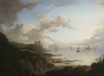 Culzean Castle fra nord med Ailsa Craig, ca. 1816