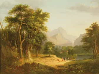 Høylandslandskap med figurer