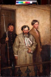 ""I rettssalen"" (I en rettssal) Maleri av Alexander Novoskoltsev (1853-1919)
