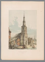 Utsikt over Saint Martin-kirken i Sint-Truiden St. Martin à St. Trond kirke (tittel på objekt)