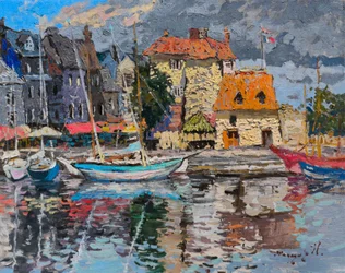 Den fargerike havnen i Honfleur