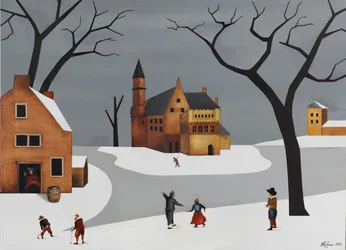 En eventyrlig snødekt landsby