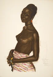 Arima Bossonou. Femme Kanembou (NGuigmi), fra Drawings and Paintings of Africa, henrettet under Citroen Center Africa-ekspedisjonen, andre Haardt Audouin-Dubreuil-oppdraget, pub. Paris, 1927 (kol