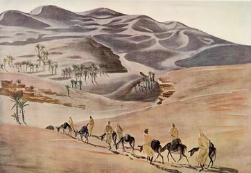 Dunes (Beni-Abbes), fra Drawings and Paintings of Africa, henrettet under Citroen Center Africa-ekspedisjonen, andre Haardt Audouin-Dubreuil-oppdraget, pub. Paris, 1927