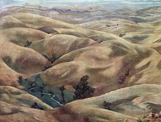 The High Plateaux of Madagascar, fra Drawings and Paintings of Africa, henrettet under Citroen Center Africa-ekspedisjonen, andre Haardt Audouin-Dubreuil-oppdraget, pub. Paris, 1927