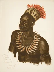 Louaho, kokk Wagenia (Stanleyville), fra Drawings and Paintings of Africa, henrettet under Citroen Center Africa-ekspedisjonen, andre Haardt Audouin-Dubreuil-oppdraget, pub. Paris, 1927 (farge opplyst
