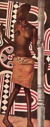 Molende, la Mangbetou, fra Drawings and Paintings of Africa, henrettet under Citroen Center Africa-ekspedisjonen, andre Haardt Audouin-Dubreuil-oppdraget, pub. Paris, 1927