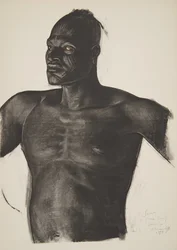 Sara the Tracker (Bahr Ouandja), fra Drawings and Paintings of Africa, henrettet under Citroen Center Africa-ekspedisjonen, andre Haardt Audouin-Dubreuil-oppdraget, pub. Paris, 1927