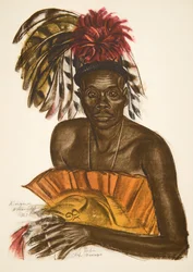 Tuba, sjef Matchaga (Niangara (Haut Ouelle), fra Drawings and Paintings of Africa, henrettet under Citroen Center Africa-ekspedisjonen, andre Haardt Audouin-Dubreuil-oppdraget, pub. Paris, 1927 (co.