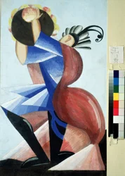 Teaterkostyme for stykket ""Romeo og Julie"" av William Shakespeare. Gouache av Alexandra Alexandrovna Exter (1882-1949) 1921 State A. Radishchev Art Museum, Saratov