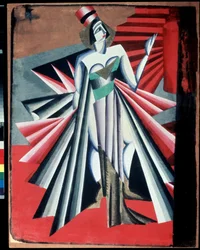 ""Character from Herodia"" Kostyme for karakterer fra stykket ""Salome"" av Oscar Wilde. Gouache av Alexandra Alexandrovna Exter (1882-1949) 1917 State Central A. Bakhrushin Theatre Museum, Moskva, Russland