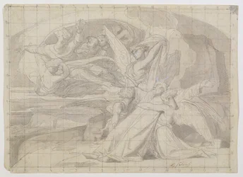 Studie for The Death of Moses, 1851 (penn og blekk, vask, blyant og gouache på papir) (se 225068)