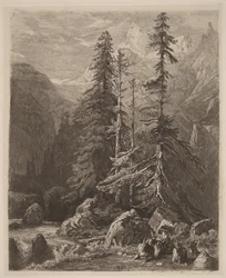 Raderingsstudier av Alexandre Calame, I, plansje 21
