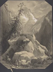 Tre geiter i et fjellandskap