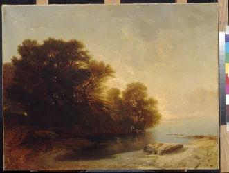 Trær ved innsjøen ved Calame, Alexandre (1810-1864). Olje på lerret, Dimensjon: 62x81. State A. Pushkin Museum of Fine Arts, Moskva