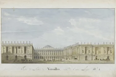 Fasadeprosjekt for slottet i Versailles på inngangssiden, 1811-1813.