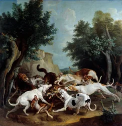 Ulvejakt, 1725, sol. 3,36 x 3,32 m, reinsdyr, Musée des Beaux-Arts