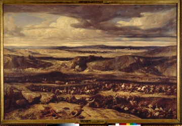 Nederlaget til Cimbres (101 f.Kr.) eller den romerske general Marius beseiret Cimbres i Provence-sletten Maleri av Alexandre Gabriel Decamps (1803-1860) 1833 Søn. 1,3x1,95 m