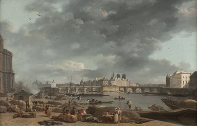 Spissen av Île de la Cité, sett fra Port Saint-Nicolas, ca. 1780 (olje på lerret)