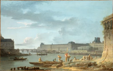 Pont Royal og Louvre, sett fra Pont-Neuf terre-plein, cirka 1780 (olje på lerret)