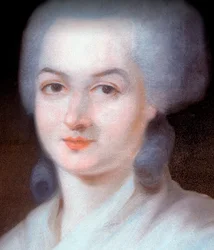 Detalj av portrettet av Olympe de Gouges (Detalj) (Marie Gouze, kalt Olympe de Gouges