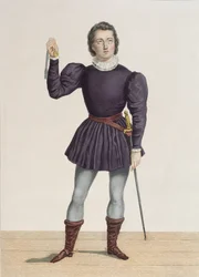 Frédérick Lemaître (1800-76) som Edgard i «La Fiancée de Lammermoor» av Walter Scott (1771-1832) ved Théâtre de la Porte Saint-Martin