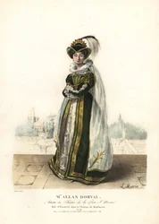 Marie Dorval eller Madame Allan Dorval som dronning Elisabeth i Le Chateau de Kenilworth av Jean-Baptiste Blache og Henri Lemaire, Theatre de la Porte St. Martin