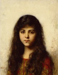 Portrett av en ung jente (olje på lerret)