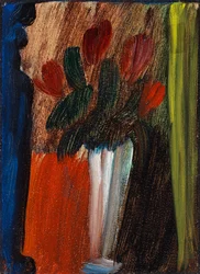 Stillebensblomster i hvit vase, 1936.