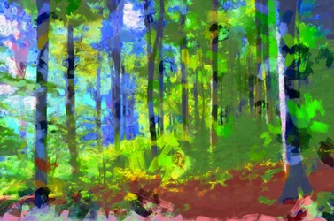 Morgen, Skog, 2020, (blandet teknikk)