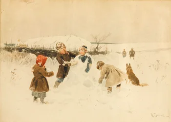 Å lage en snømann, 1891.